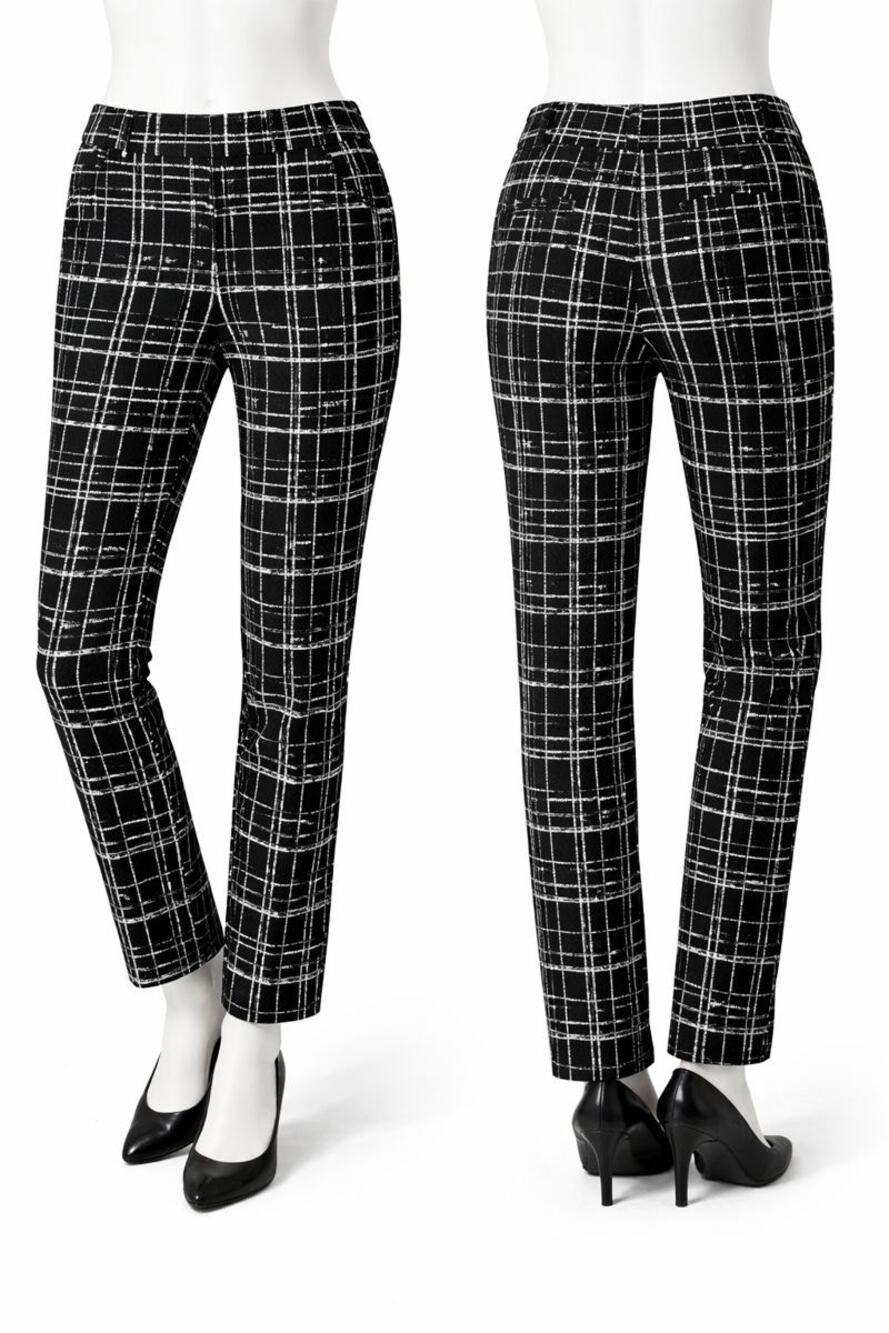Chico’s brigette Black White Windowpane Plaid Pants Women’s 2.5 M Slim Ankle
